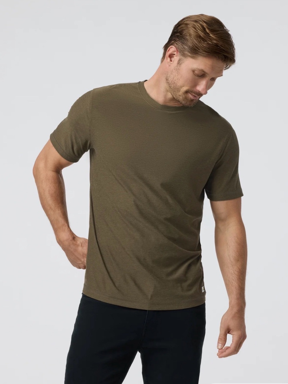 Vuori Strato Tech Tee Moss Green Heather Brown XS